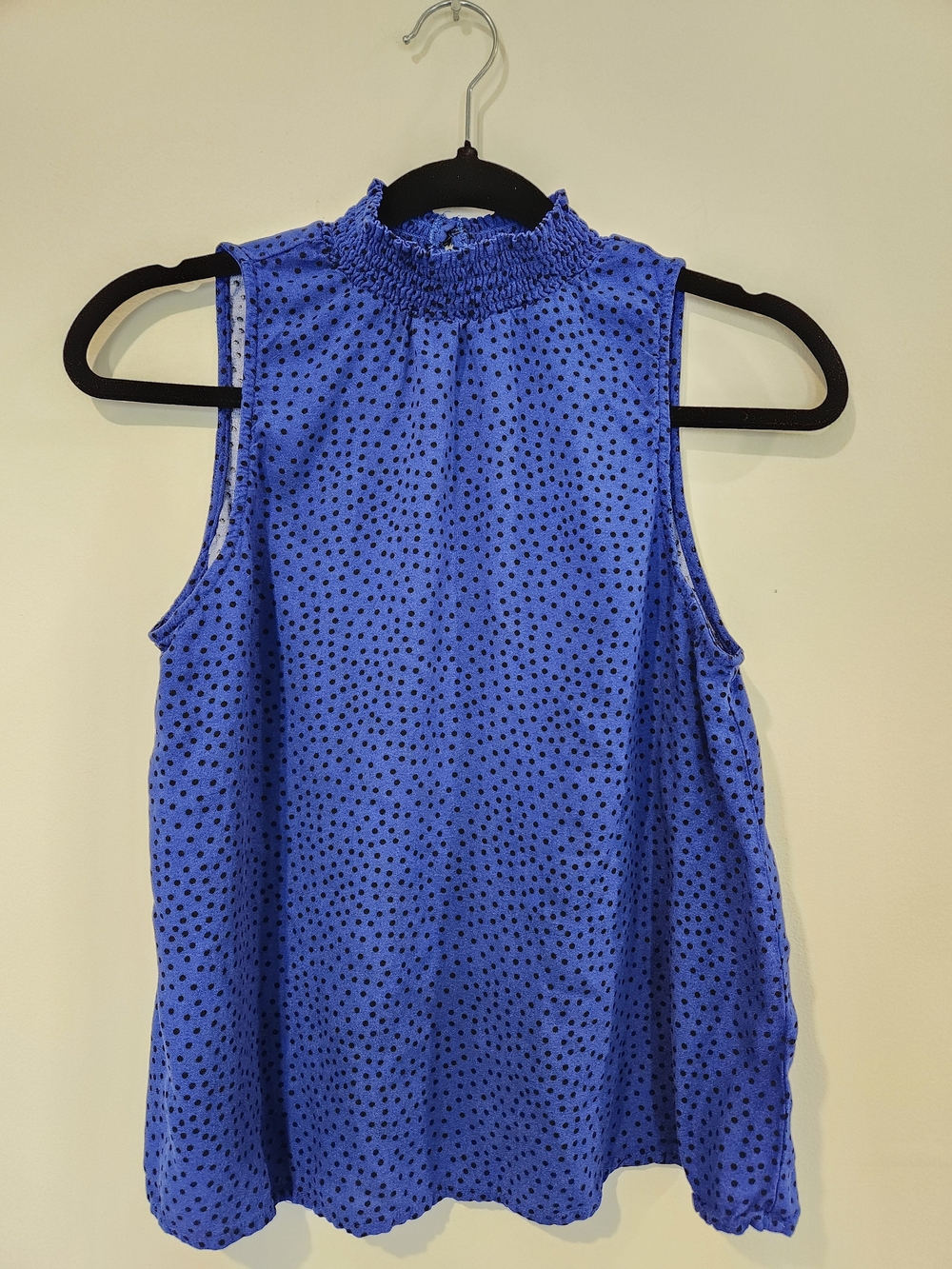 Islander Royal Blue Smocked-Neck Polka Dot Camisole